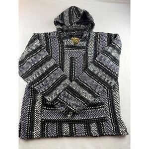 Baja‎ Joe Drug Rug Hoodie Pullover Striped Hippie Surfer Festival Poncho
